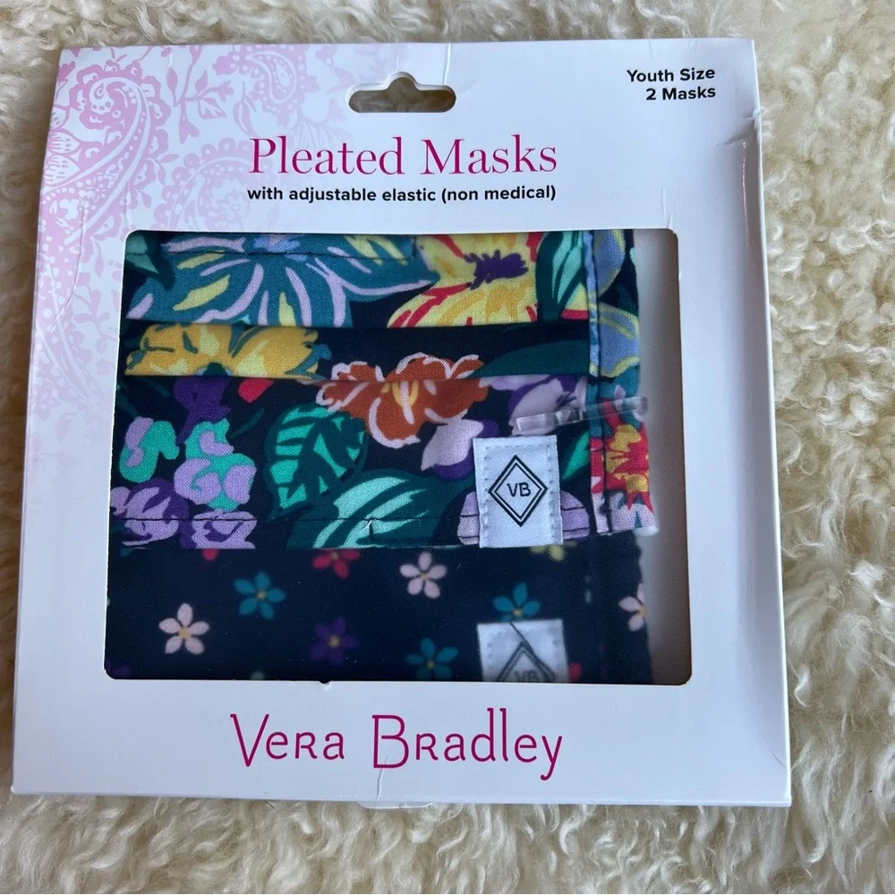 NWT Vera Bradley Youth Pleated Face Mask 2 pack in Happy Blooms